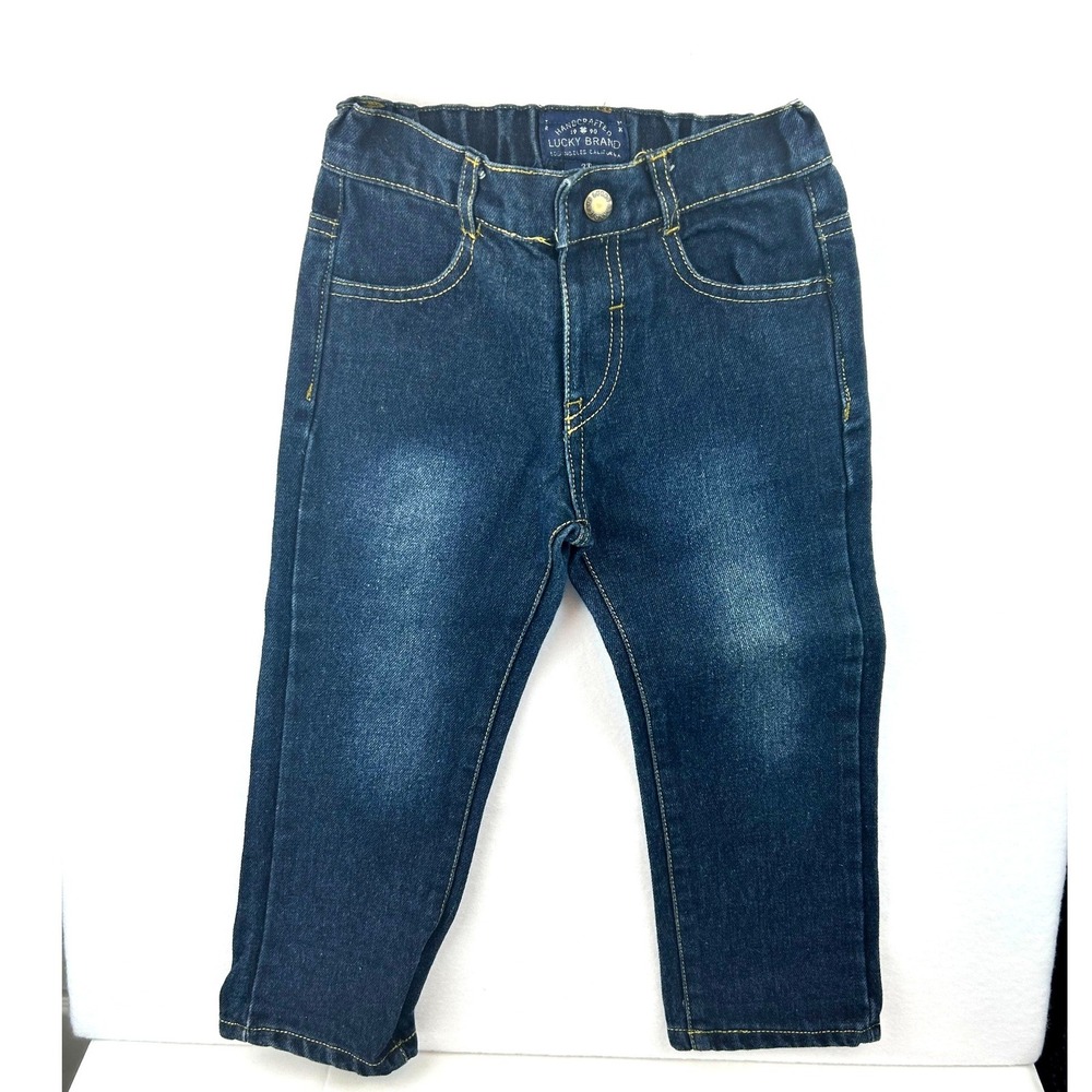 Lucky Brand Toddler Boys Dark‎ Wash Denim Jeans Size 3T Elastic Waist